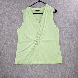 Alfani Womens Sleeveless Twist-Front Top XL Light Green
